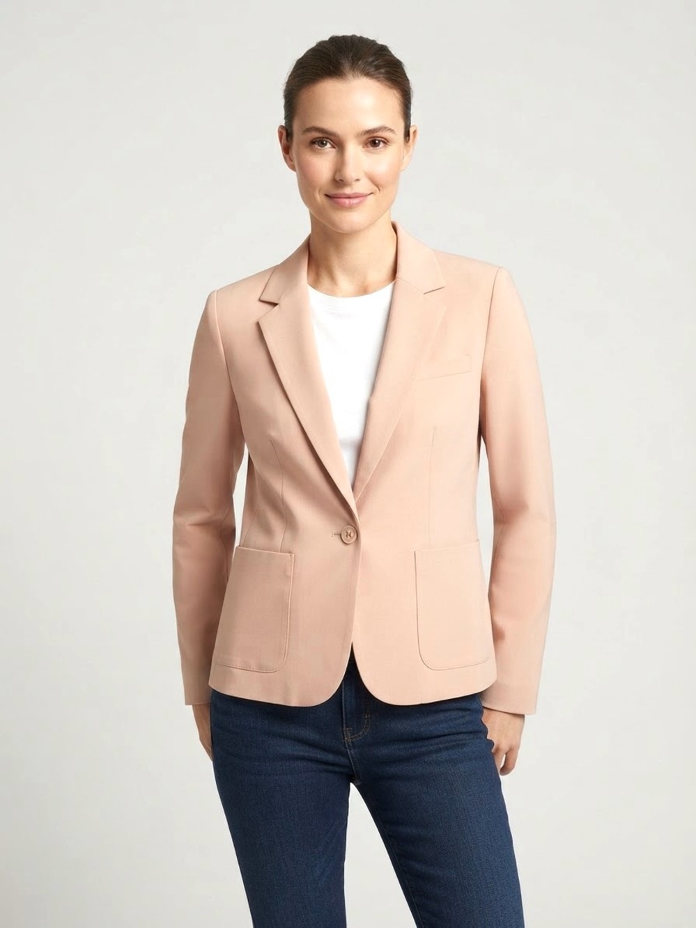 Forever 21 Blush Peach Salmon Pink Single-Button Tailored Blazer - Size S